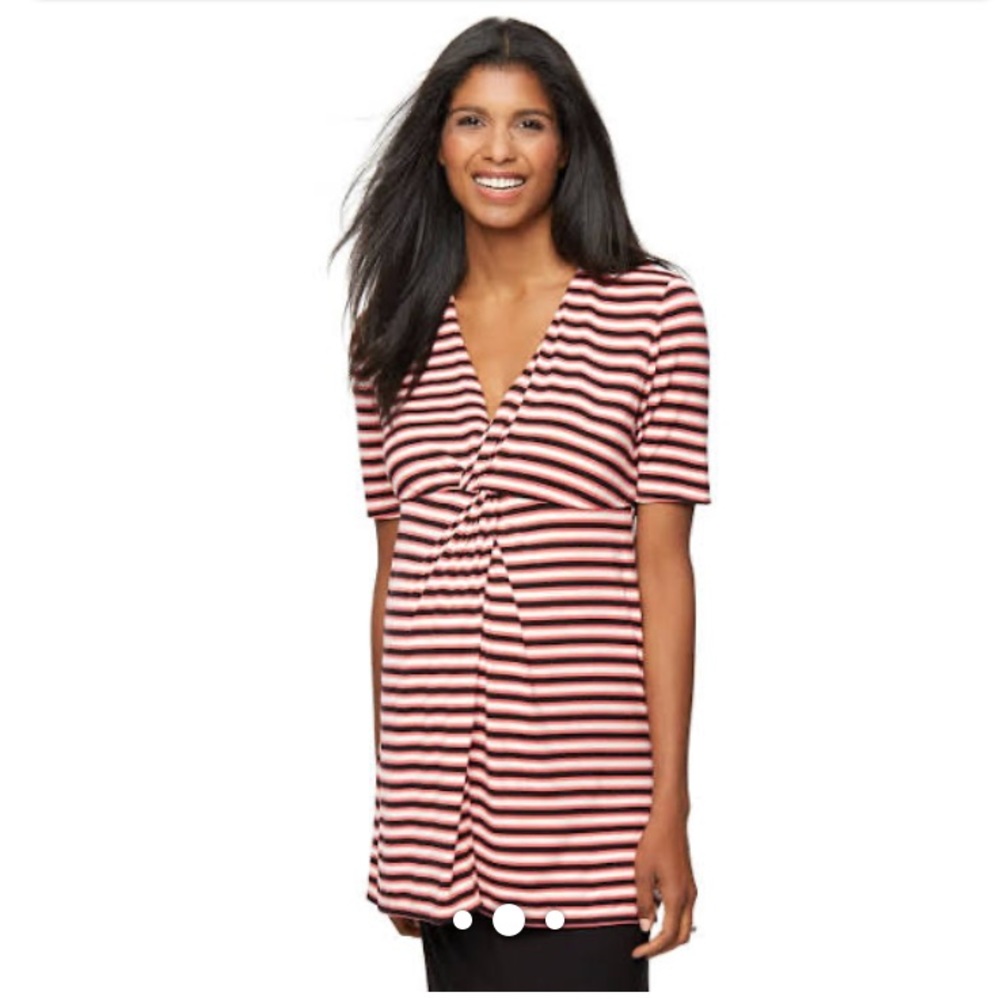 Rachel Zoe‎ Maternity Top Stripes Tunic Size Large Pink Black White